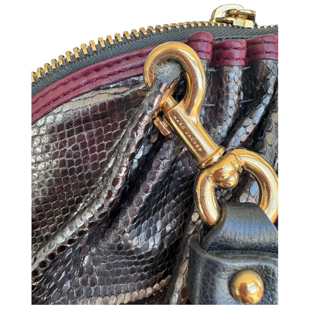 Authentic MARC JACOBS Anthracite Python Capra GM Clutch Shoulder Bag - Picture 15 of 16